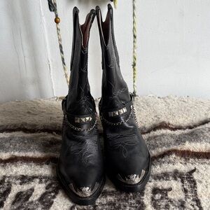 Black Western Boots with Silver Accents brand new from Guatemala handmade.